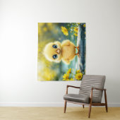 甘いベビー鳥の春牧草地の黄色い花 タペストリー (インサイチュ)