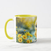 甘いベビー鳥の春牧草地の黄色い花 マグカップ (左)