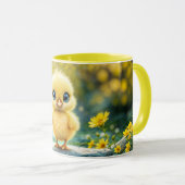 甘いベビー鳥の春牧草地の黄色い花 マグカップ (正面右)