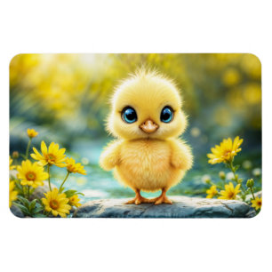 甘いベビー鳥の春牧草地の黄色い花 マグネット