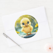 甘いベビー鳥の春牧草地の黄色い花 ラウンドシール (封筒)