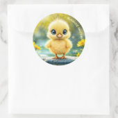 甘いベビー鳥の春牧草地の黄色い花 ラウンドシール (バッグ)