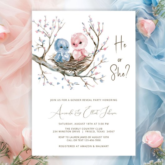 甘いベビー鳥ジェンダーがパーティーを明かす 招待状