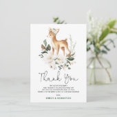 甘いベビー鹿アイボリーフローラグリーナリーシャワー サンキューカード (スタンド正面)