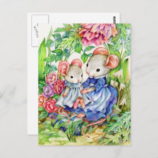 甘いベビー – かわいいマウスアートはがき ポストカード (正面/裏面)