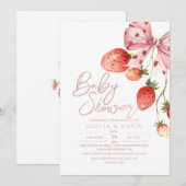 甘いベリモダンーベビーシャワーストロベリーインビータ 招待状 (正面/裏面)