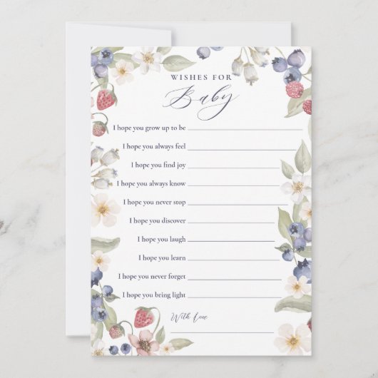 甘いベリーのベビーが赤ちゃんシャワーゲームカードを願う 招待状 (正面)