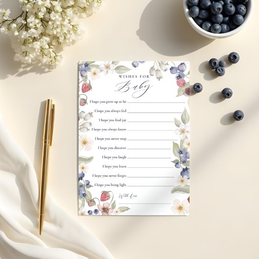 甘いベリーのベビーが赤ちゃんシャワーゲームカードを願う 招待状