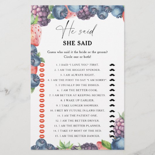 甘いベリー – 彼はゲームを言った (正面)