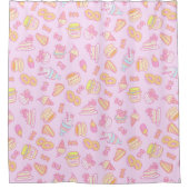 甘いベーカリーとドリンクピンク シャワーカーテン (正面)