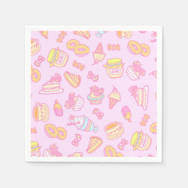 甘いベーカリーとドリンクピンク スタンダードカクテルナプキン