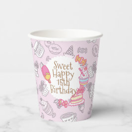 甘いベーカリーとドリンクピンク 紙コップ