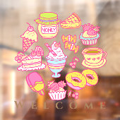 甘いベーカリーとドリンク歓迎ウィンドウにしがみつく ウィンドウサイン (シート2)