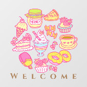 甘いベーカリーとドリンク歓迎ウィンドウにしがみつく ウィンドウサイン (シート)