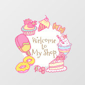 甘いベーカリーとドリンク ウィンドウサイン (シート)