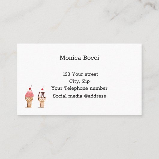 甘いベーカリーカップケーキアイスクリームピンク 名刺 (裏面)