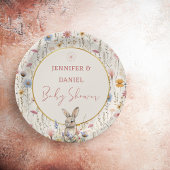 甘いベージュワイルドフラワーバニーベビーシャワー ペーパープレート