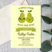 甘いペアが途中だ!Pear Twinsベビーシャワー 招待状