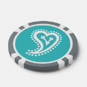 甘いペイズリーハートのターコイズ ポーカーチップ (シングル)