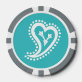 甘いペイズリーハートのターコイズ ポーカーチップ (正面)