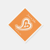 甘いペイズリーハートインオレンジナプキンズ スタンダードカクテルナプキン (角)