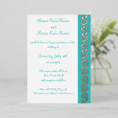 甘いペイズリーハートインターコイズフォイル招待状 箔招待状 (立ち正面)