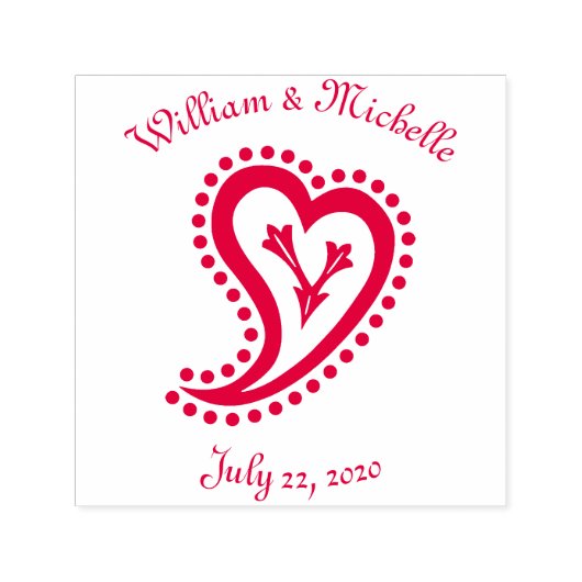 甘いペイズリーハート自己インク付きアクセントスタンプ セルフインキングスタンプ (デザイン)