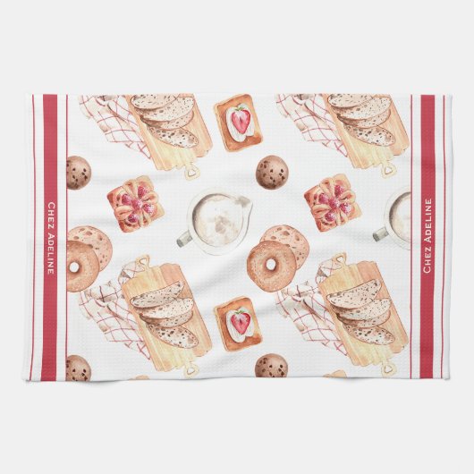 甘いペストリ焼いたーのカスタマイズ キッチンタオル (横)
