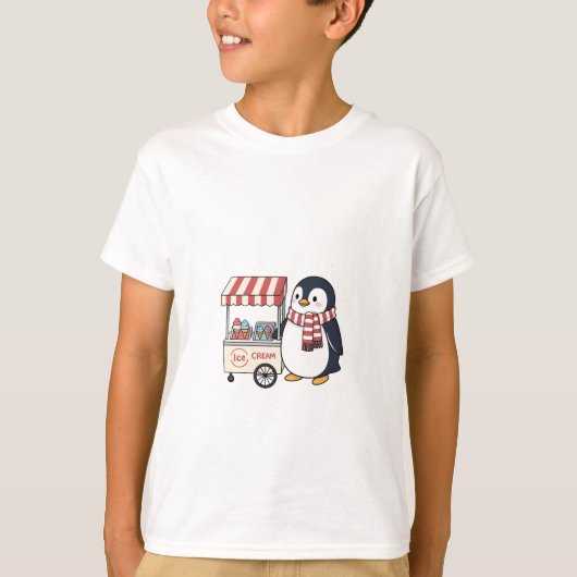 甘いペンギンのアイスクリームカートの子供たち Tシャツ (正面)