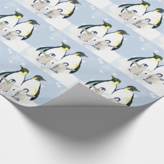 甘いペンギン家族のクリスマスの休日 ラッピングペーパー (角)