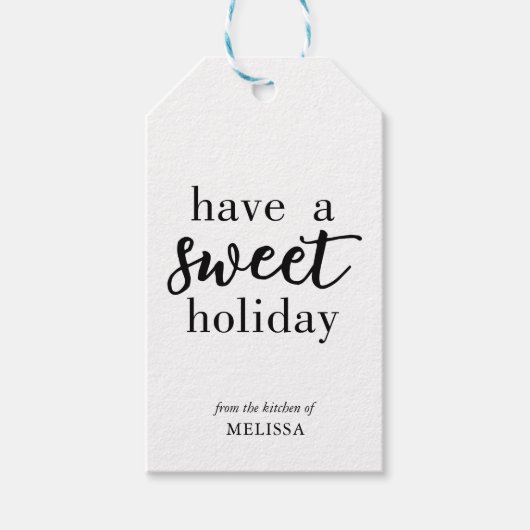 甘いホリデーグッズ焼いたのレタリングを持つ ギフトタグ (正面)