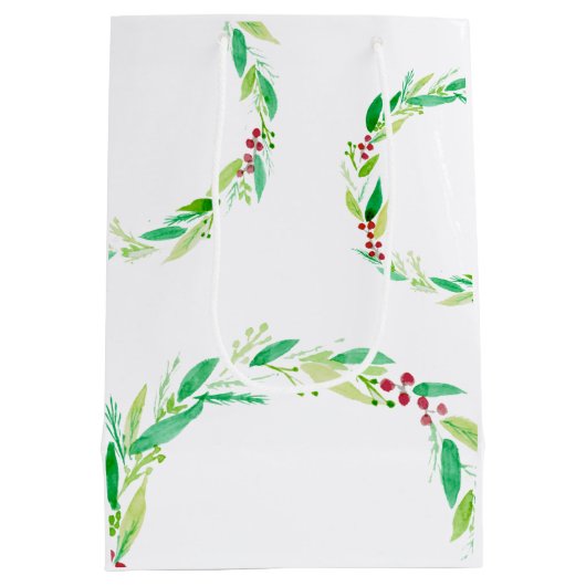 甘いホリデーグッズ焼いたクリスマスリースを持つ ミディアムペーパーバッグ (裏面)