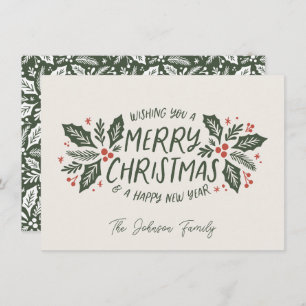 甘いホリーベリークリスマスエバーグリーンノンフォト シーズンカード