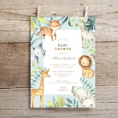 甘いボホサファリ動物のセージ少年の赤ちゃんシャワー 招待状