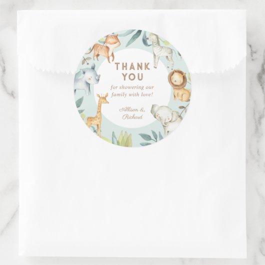 甘いボホサファリ動物のセージ赤ちゃんシャワー ラウンドシール (バッグ)