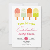 甘いポプシクルの夏の誕生日パーティーの招待状 招待状 (正面)