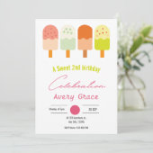 甘いポプシクルの夏の誕生日パーティーの招待状 招待状 (スタンド正面)