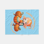 甘いポンプキンの澄んだ青 フリースブランケット (正面(横))