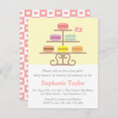 甘いマカロン、お茶のパーティーの赤ちゃんシャワー、お母さん 招待状 (正面/裏面)