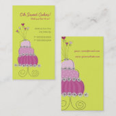 甘いマゼンタのウエディングケーキのカスタムなプロフィールカード/ 名刺 (正面/裏面)