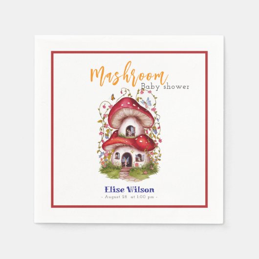 甘いマッシュルームの妖精が途中にある スタンダードカクテルナプキン (正面)