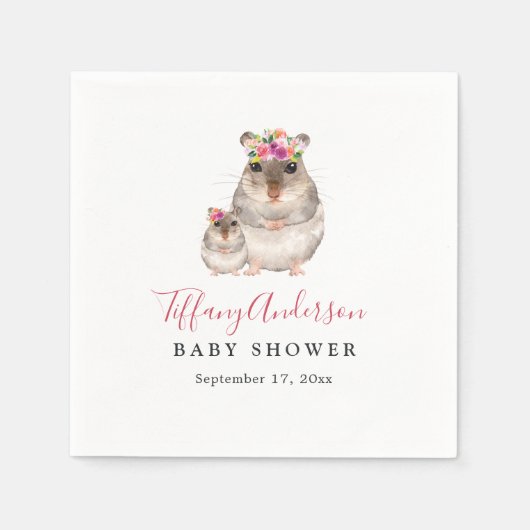 甘いママとベビーマウスフローラベビーシャワーナプキン スタンダードカクテルナプキン (正面)