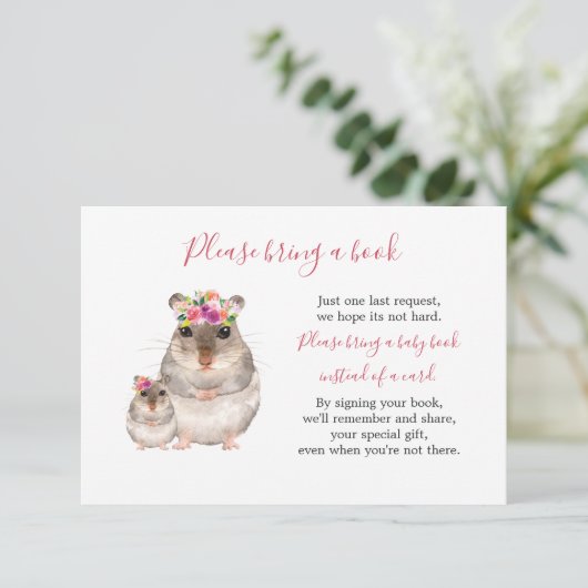 甘いママとベビーマウス赤ちゃんシャワー本カード 招待状 (スタンド正面)