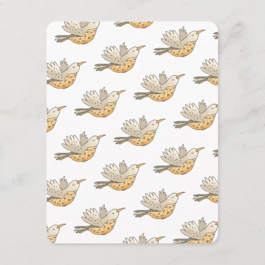 甘いママの鳥とハートの本ベビー エンクロージャーカード (裏面)