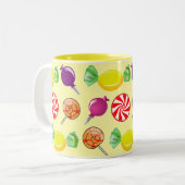 甘いミックスキャンディパターンイエロー ツートーンマグカップ (正面左)