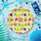 甘いミックスキャンディパターンイエロー ペーパープレート (パーティー)