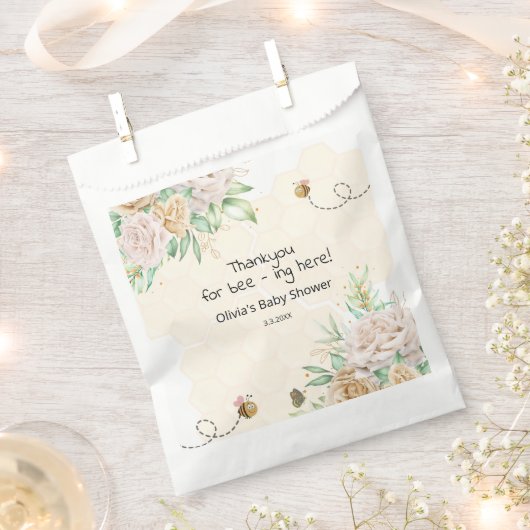 甘いミツバチのフローラミツバチの赤ちゃんシャワー フェイバーバッグ (クリップ留めされた状態)