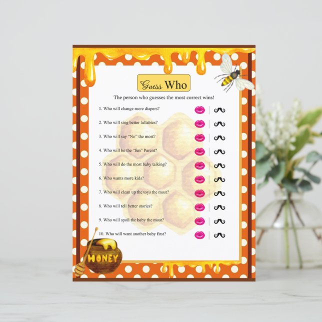 甘いミツバチの赤ちゃんシャワー誰がゲーム (スタンド正面)