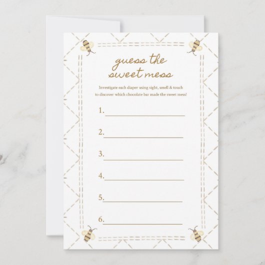 甘いメチャバチ赤ちゃんシャワーゲームカードを推測 招待状 (正面)