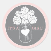 甘いメーソンジャーのベビーシャワーの好意のステッカー ラウンドシール (正面)